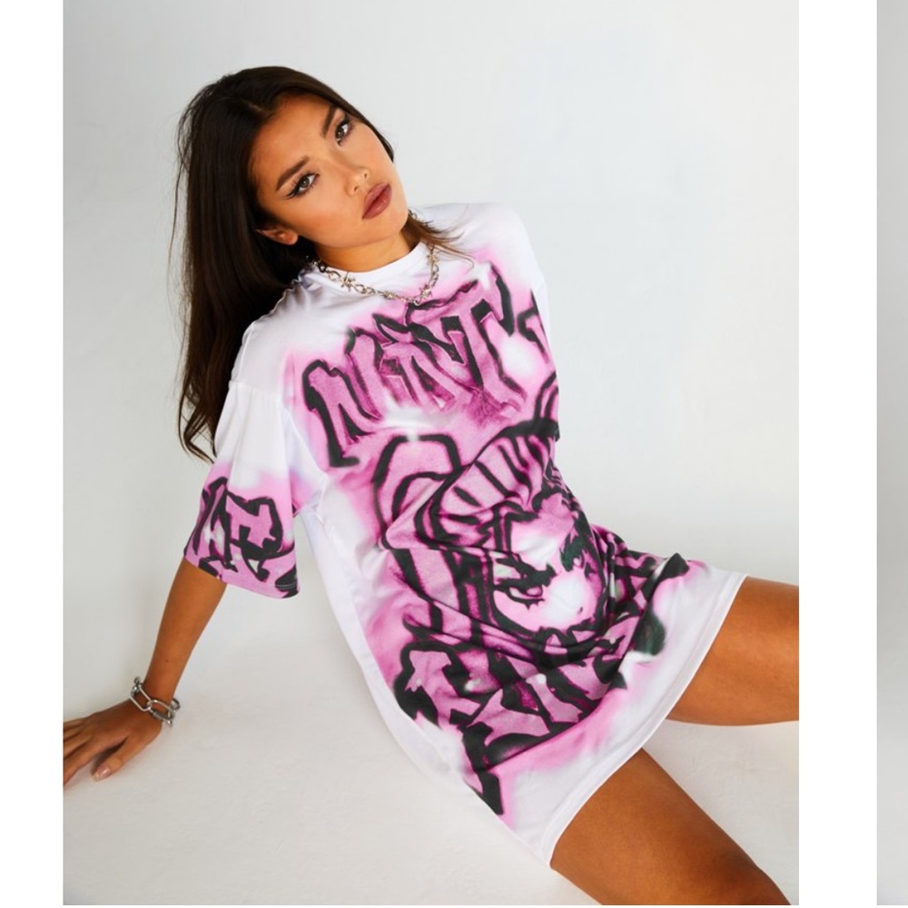 JADED LONDON NOT YOUR ANGEL PINK OVERSIZED TSHIRT